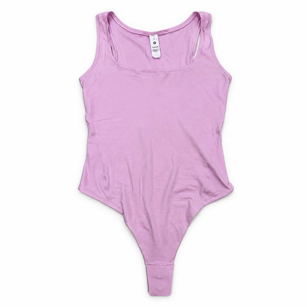 Lululemon Pink Square Neck Thong Bodysuit Snap Gusset Small
